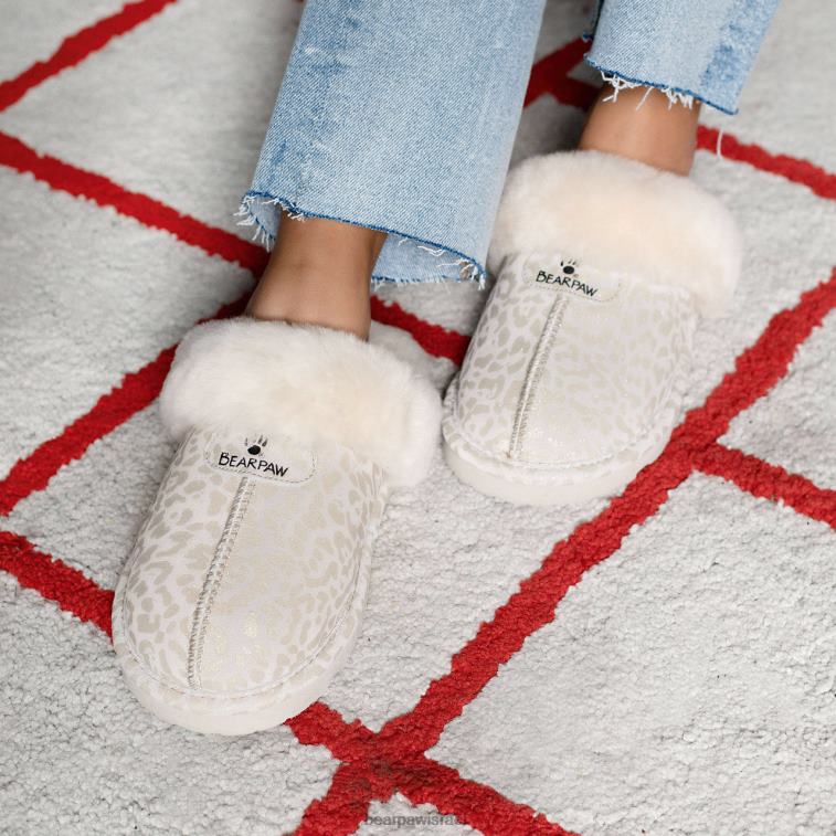 BEARPAW נשים לוקי אקזוטי XB6J266 נעלי בית נצנצים לבנים חורפיים