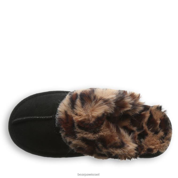 BEARPAW נשים לוקי XB6J304 נעלי בית פרווה שחורה/נמר