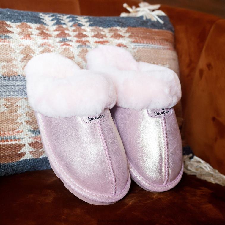 BEARPAW נשים לוקי אקזוטי XB6J315 נעלי בית נצנצים ורודים